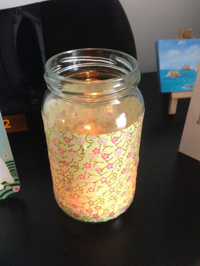 Jam jar candle holder