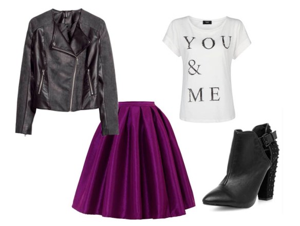 purple silk midi skirt