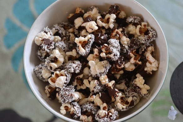 chocolate coconut popcorn