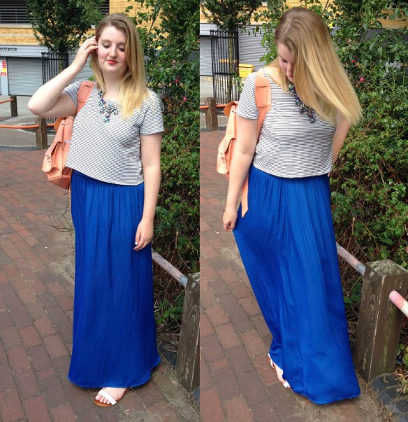 bright blue maxi outfit