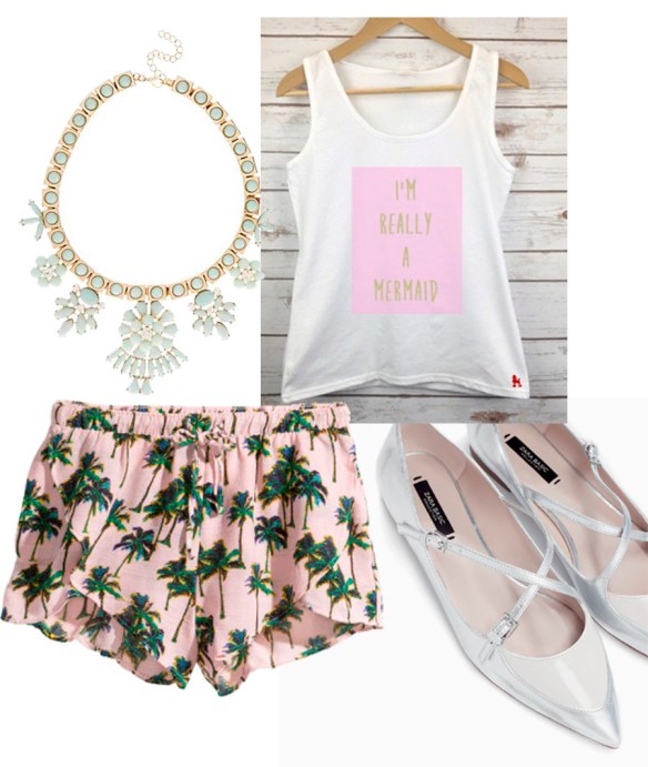 slogan vest with printed shorts