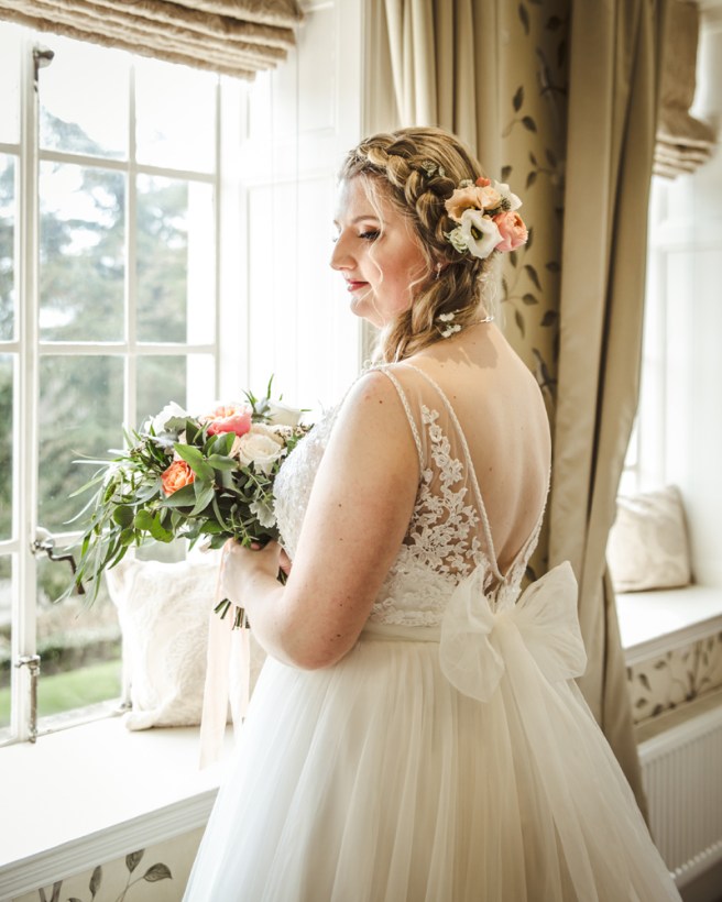 Lace back wedding dress