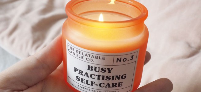 Relatable self care candle