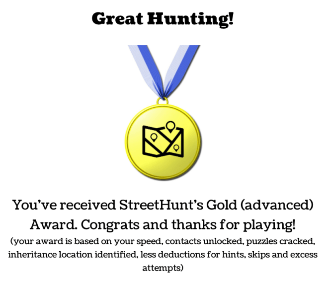 StreetHunt Medal