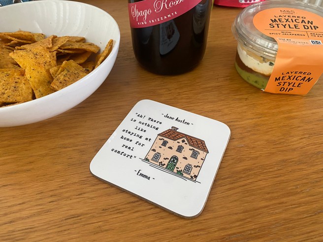 Jane Austen Quote Coaster Staying Home